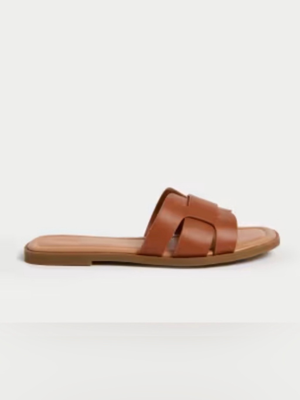 Women’s Tan Slide Sandals With Woven Strap